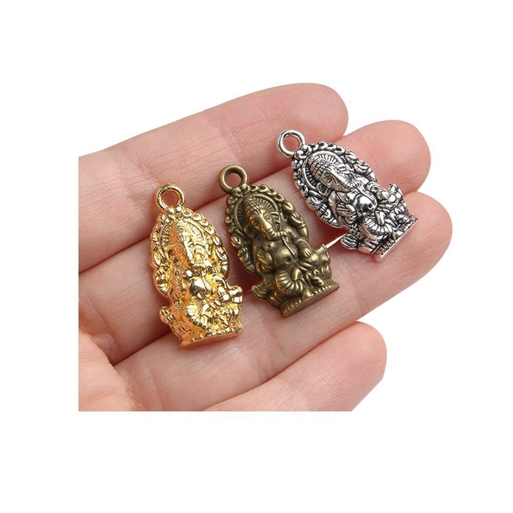 1585 60Pcs Ganesha Charms Ganesha Pendants Antiqued Silver Tone 14 x 27 mm